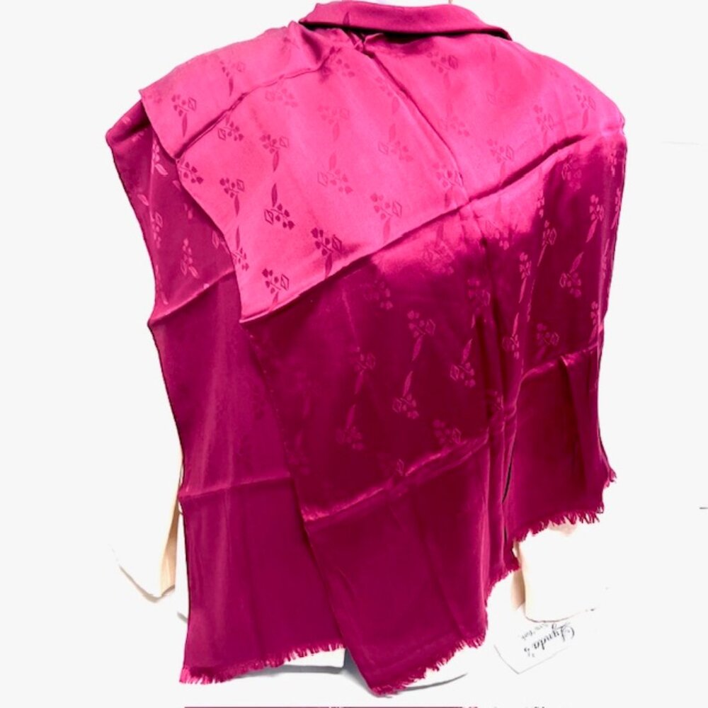 VG TChristian Dior Soft 100% Silk Scarf Rayon/Satin 66"X 20" Bugendy Fringe( 23 - Picture 6 of 9